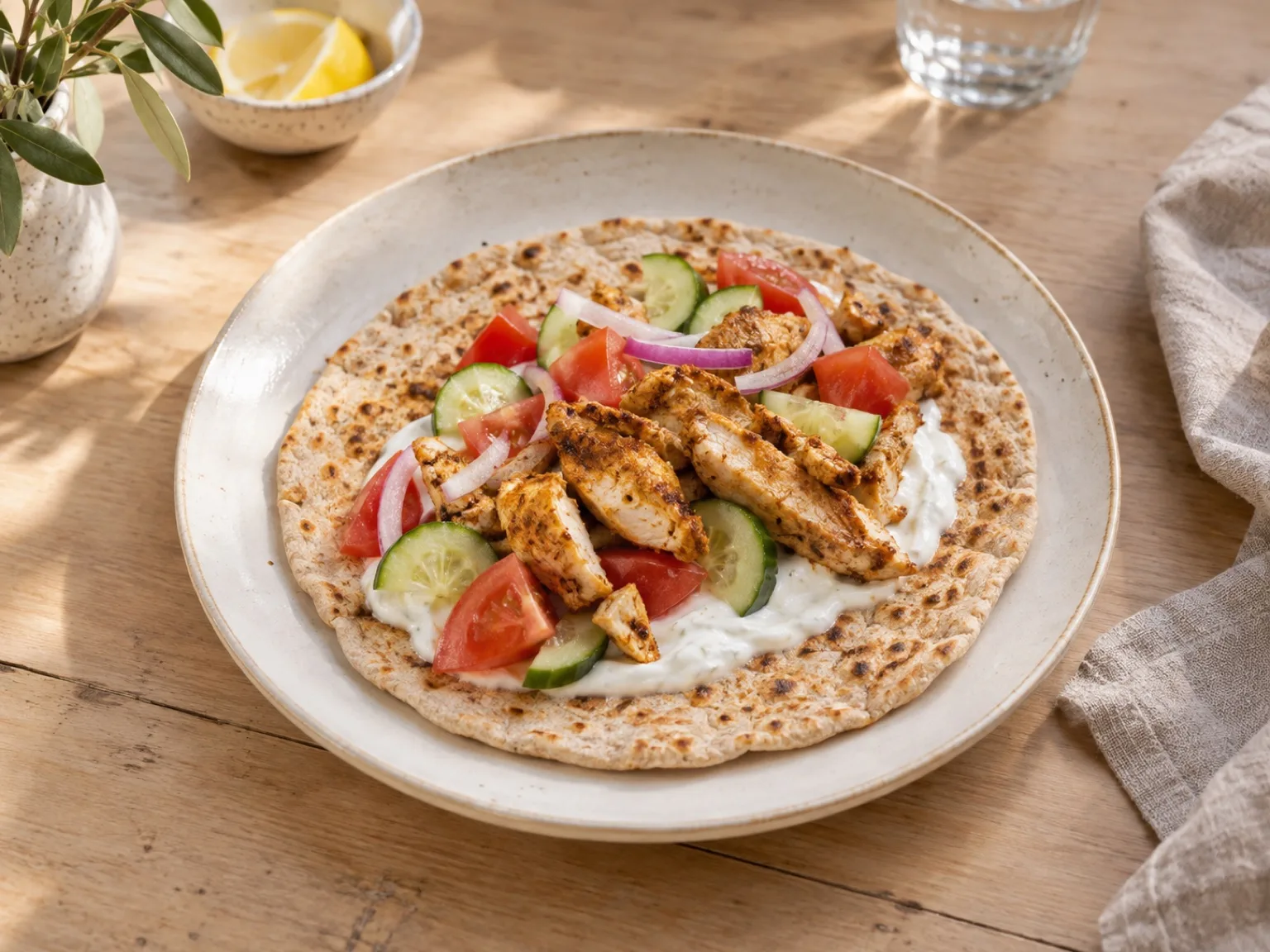 Pain plat au poulet & skyr citronné